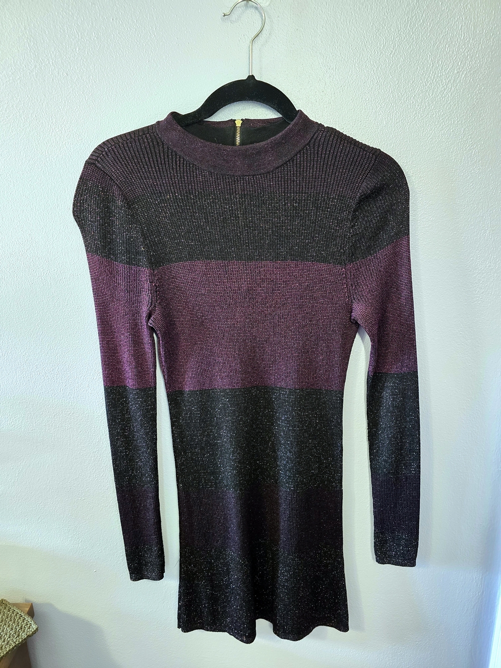 Black And Plum Glitter Sweater Dress
